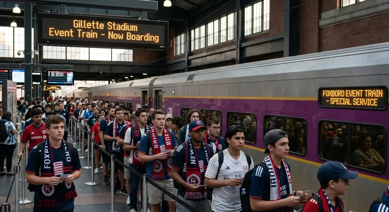 Crowd waiting for event train