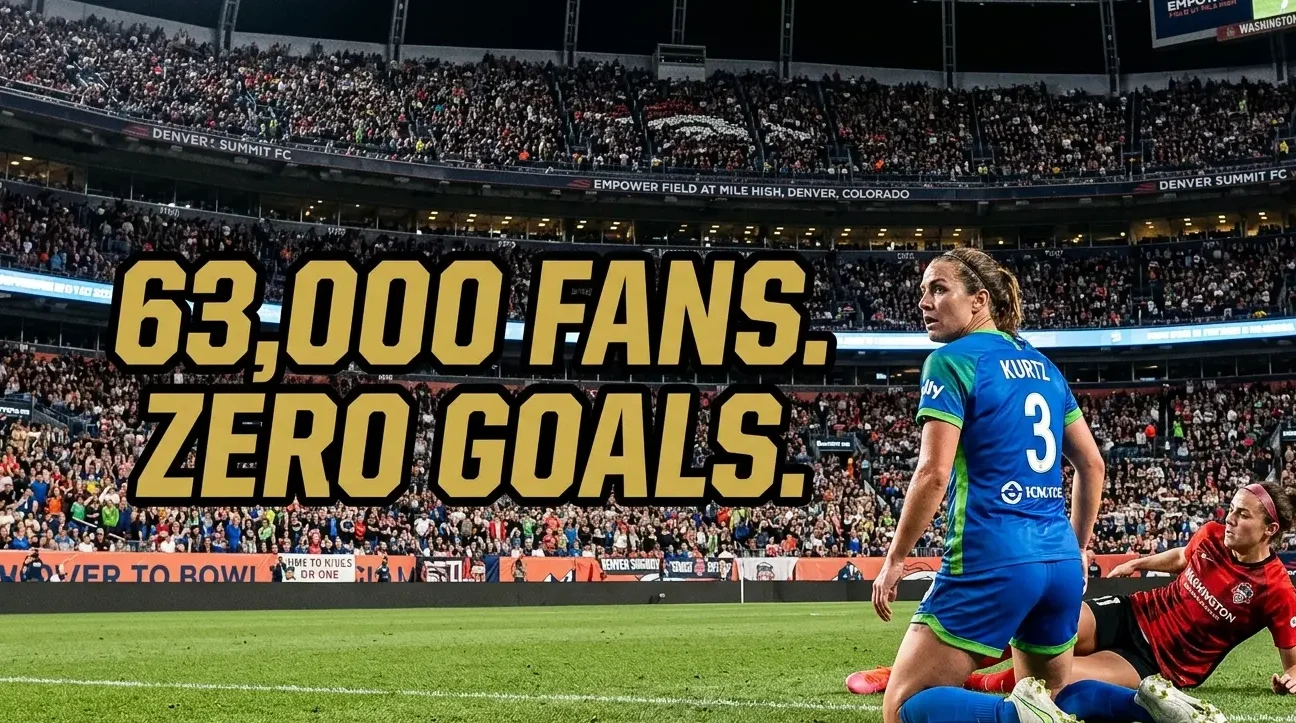 Soccer match with large crowd, no goals