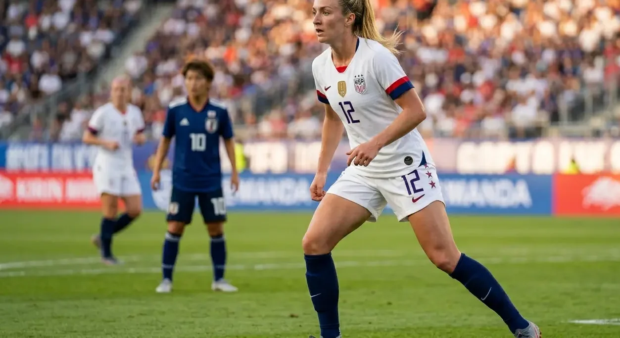 Tierna Davidson executing a defensive clearance during a USWNT roster update evaluation.