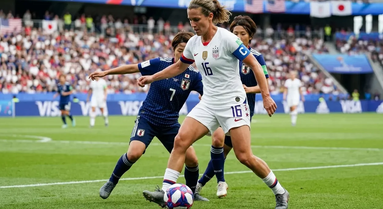 Captain Lindsey Heaps controlling possession as the USWNT focuses on final third precision ahead of finale vs Japan.