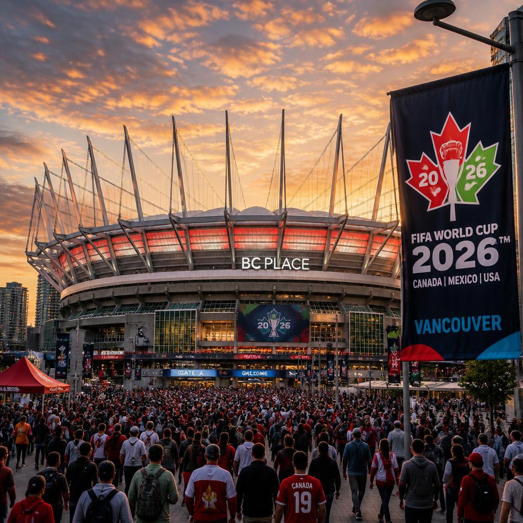 Canada vs Qatar soccer match at BC Place Stadium in Vancouver.