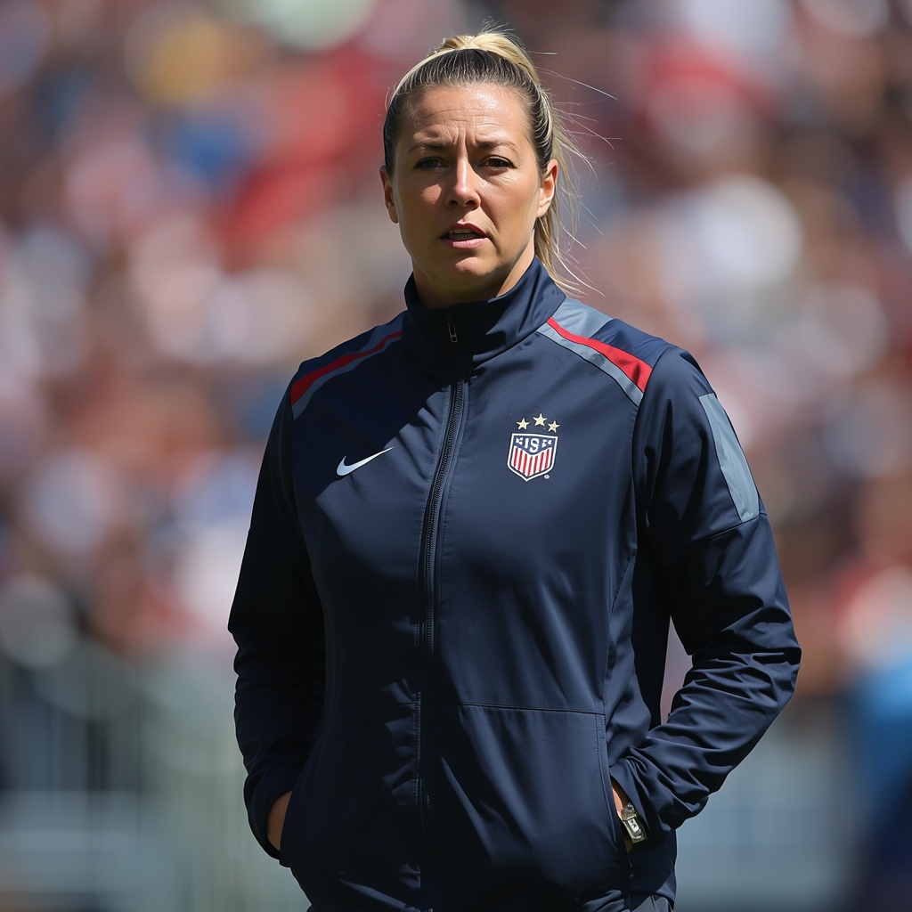 Emma Hayes coaching the USWNT on the sidelines.