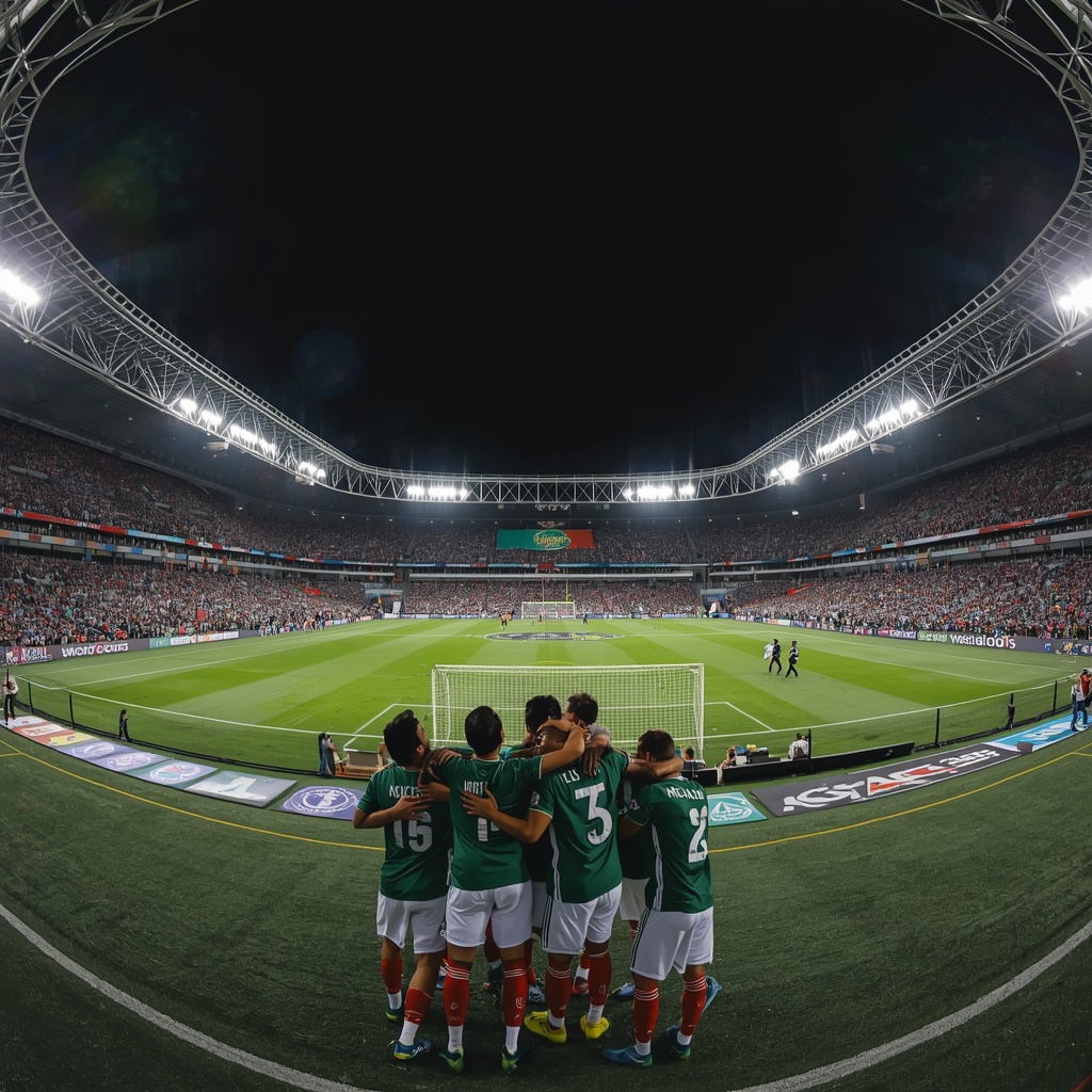 Mexican national soccer team players celebrating their victory on Day 8 of the FIFA World Cup 2026