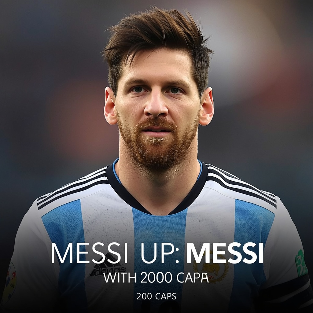 Lionel Messi 200 caps milestone graphic.