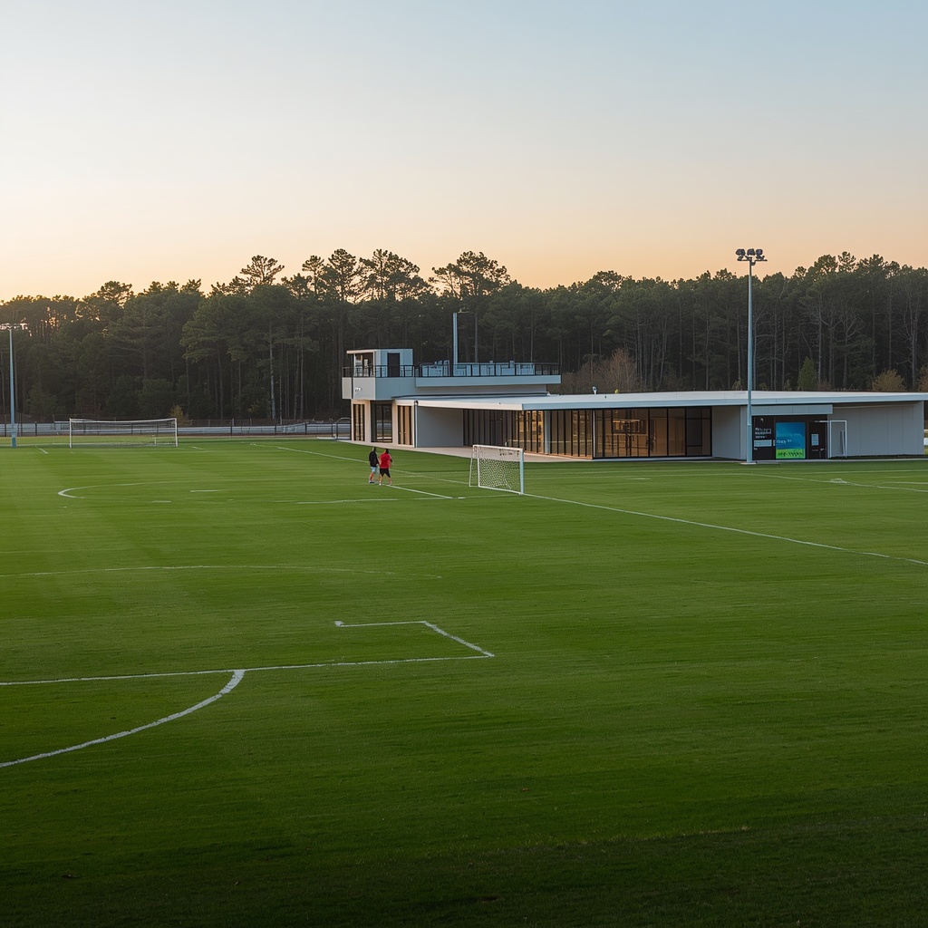 Exterior view of Fields 1 and 2 at the Arthur M. Blank U.S. Soccer National Training Center in Fayetteville, Georgia, site of the first women's international match hosted at the venue."