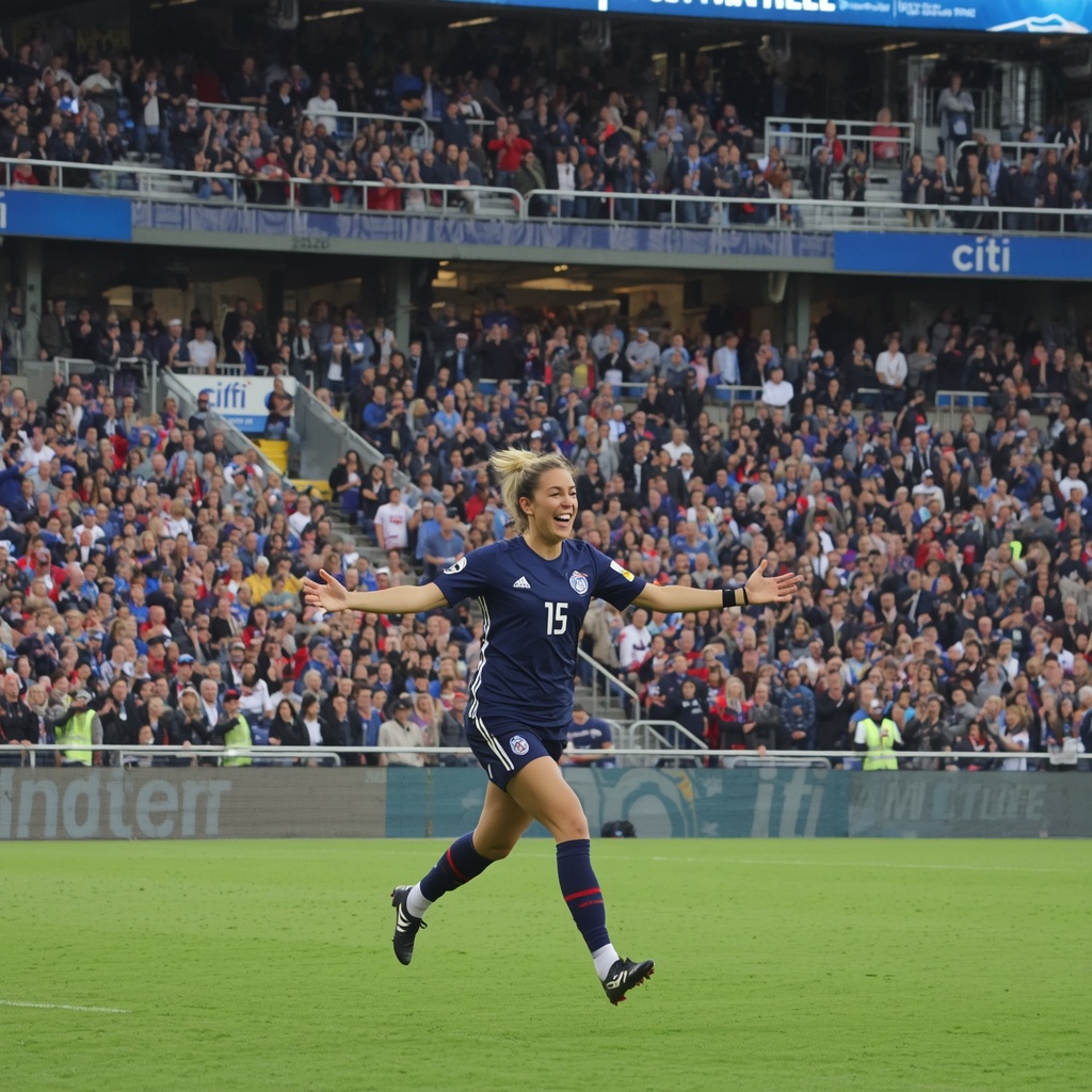 Gotham FC celebrates during a record-attendance NWSL match against Washington Spirit at Citi Field, July 15, 2026
