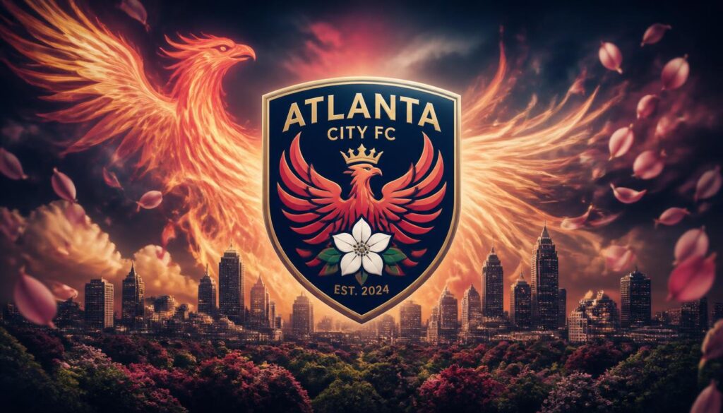 Atlanta City FC unveils its crest, featuring a phoenix and dogwood design, ahead of its 2028 NWSL debut